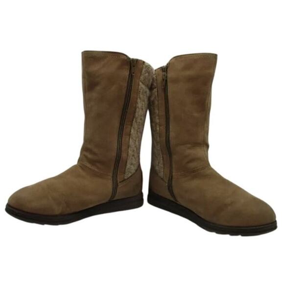 Muk Luks Shoes - Muk Luks Size 10 Round Toe Tan Mid Calf Lined Comfort Boots Taupe Brown